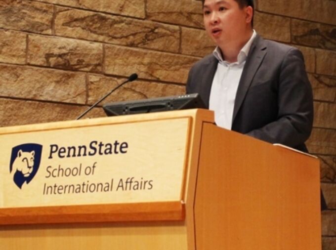 Dalel Ismagulov â€™13 delivers the keynote address at SIAâ€™s 2018 Graduation Recognition Ceremony.