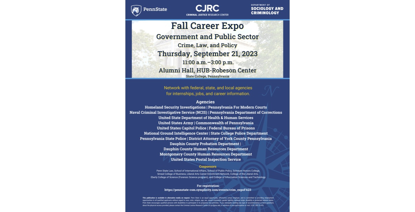 Criminal Justice, Policy, and Intelligence Fall Career Expo Penn