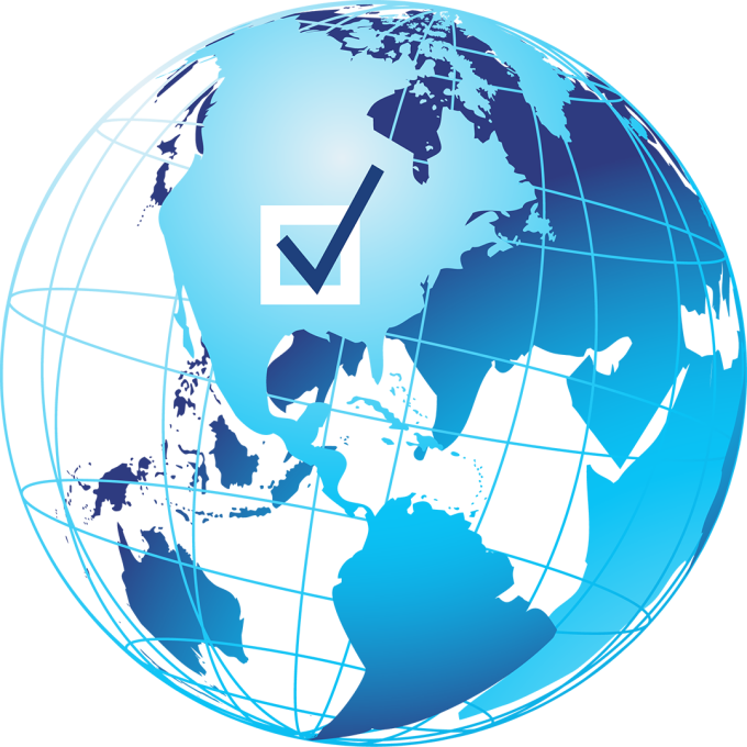 Globe illustration with voting checkbox over the United States