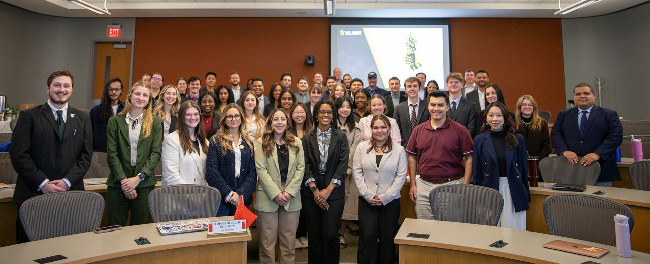 Participants in the 2024 crisis simulation at the Lewis Katz Building.