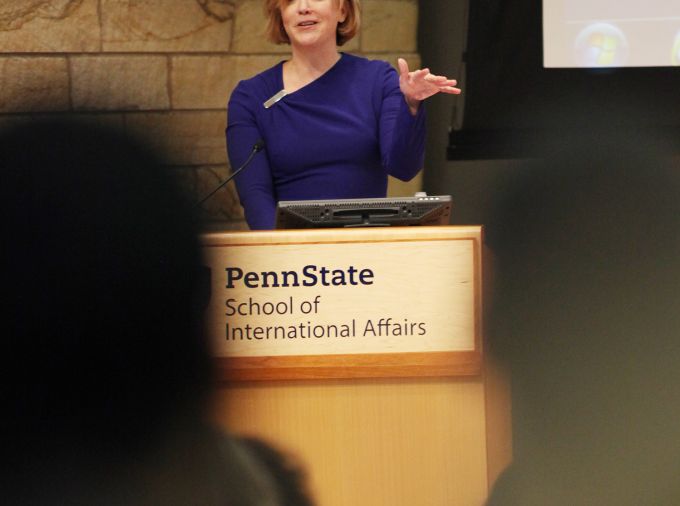 Reporter and author Kim Barker speaks at the School of International Affairs